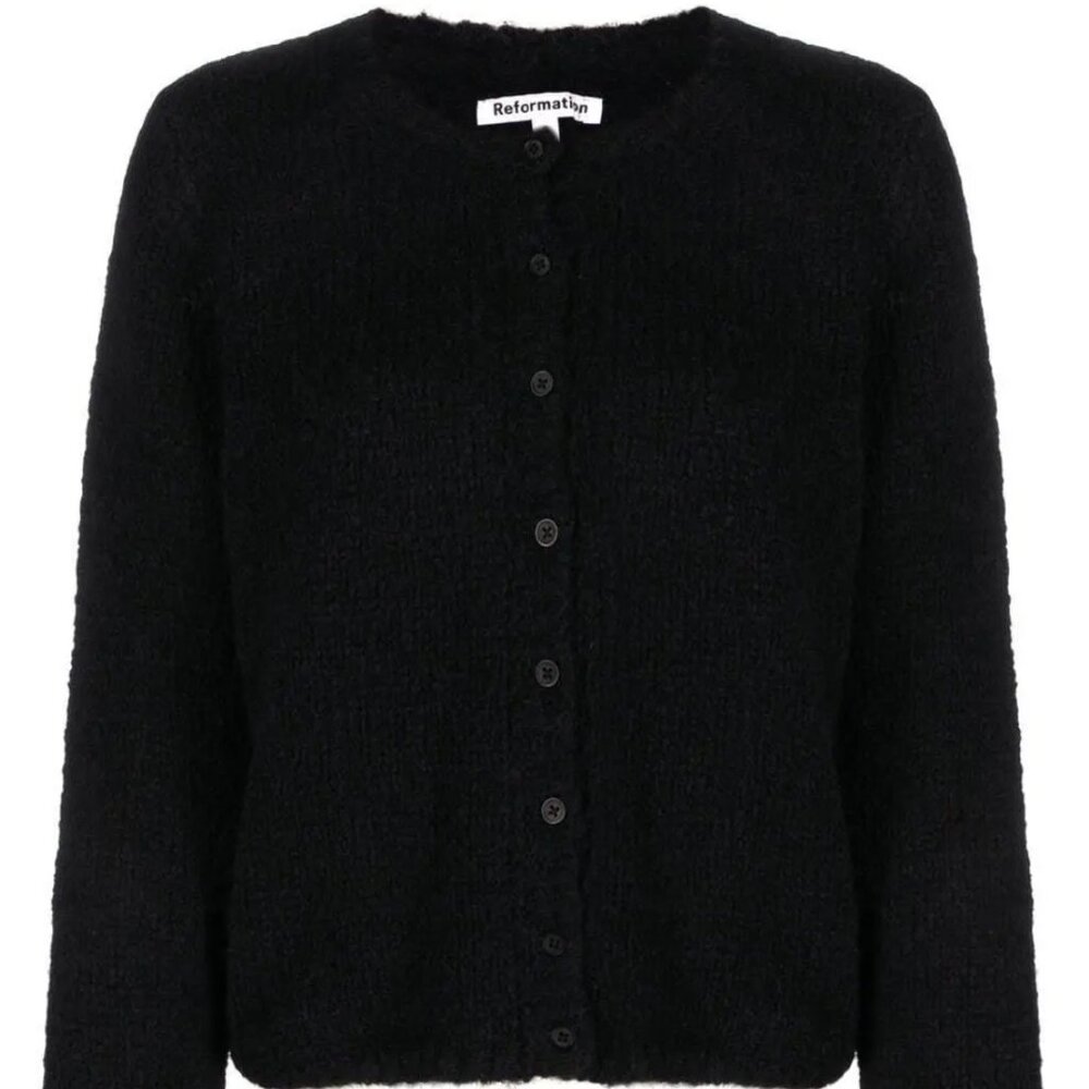 Reformation Clara Crew Neck Cardigan - Black